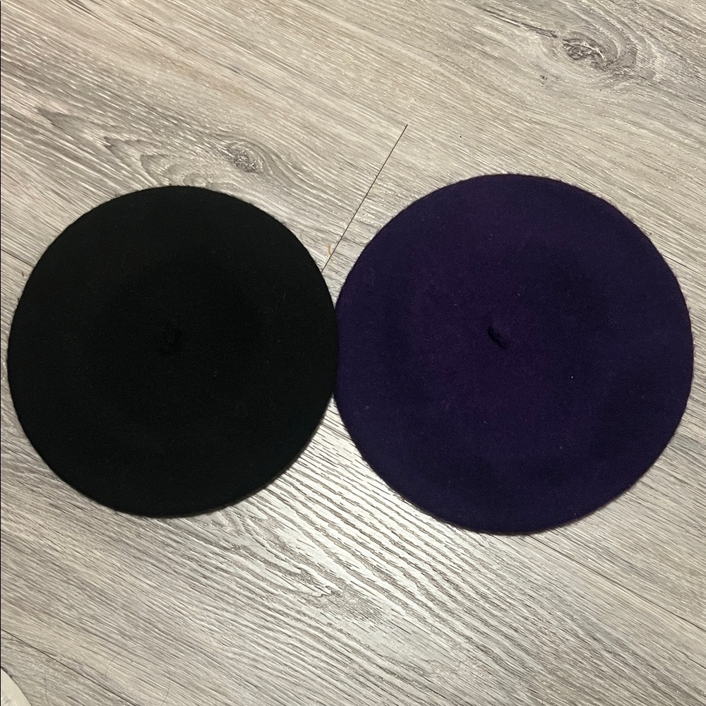Elegant Toddler  Black and Purple Beret Set